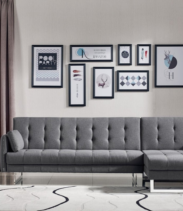 Modern Loft Gray Fabric Right Facing Sofa Bed