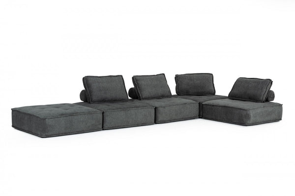 Modern Charcoal Gray Floor Pillow Modular Sectional Sofa