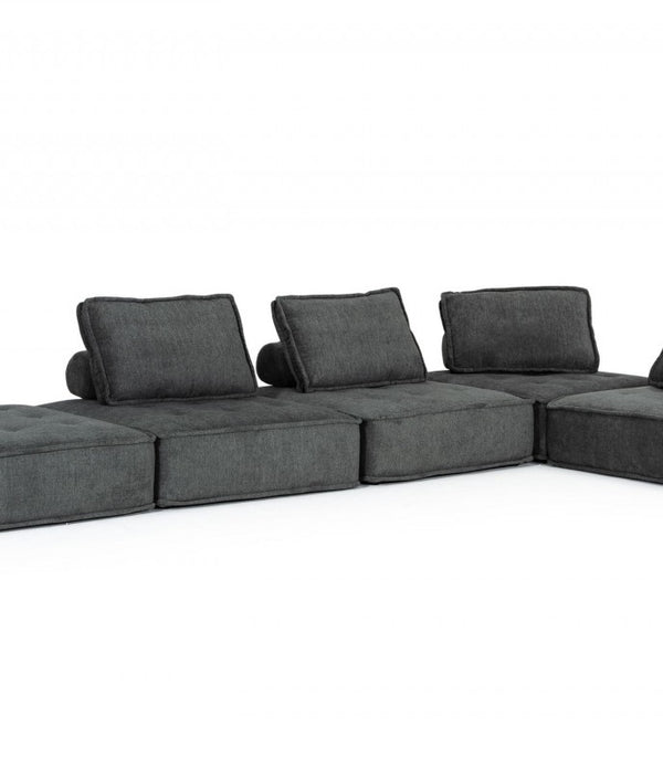 Modern Charcoal Gray Floor Pillow Modular Sectional Sofa