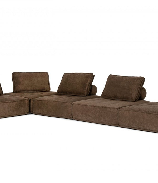 Modern Chocolate Brown Floor Pillow Modular Sectional Sofa