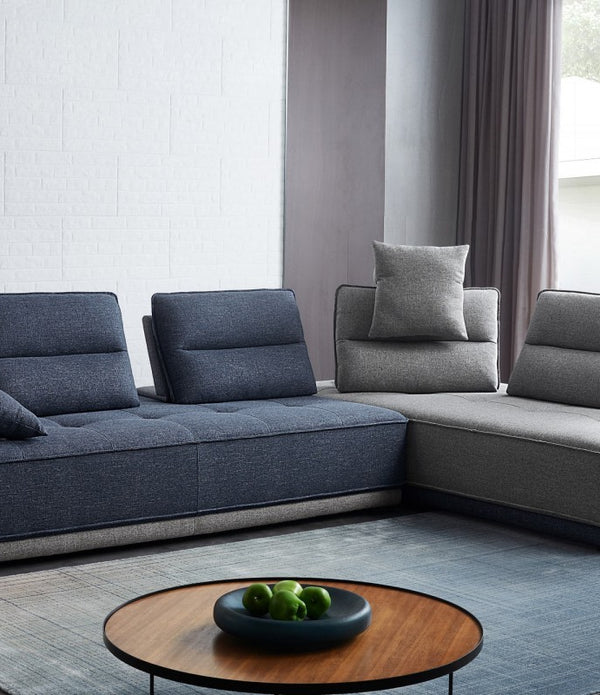 Blue and Gray Ultimate Lounger Modular Sectional Sofa