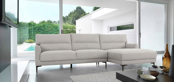 Contemporary Dove Gray Squared Edge Right Facing Sectional Sofa