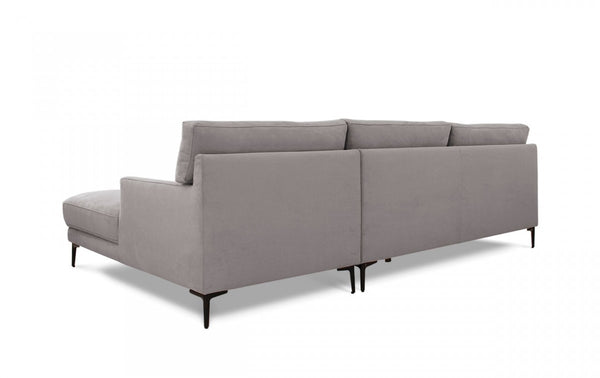 Contemporary Soft Gray Squared Edge Right Facing Sectional Sofa