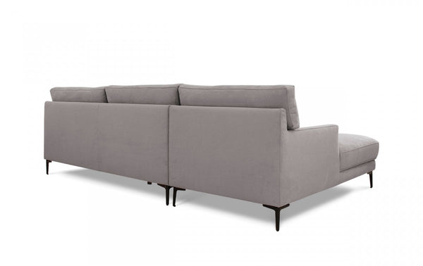 Contemporary Soft Gray Squared Edge Left Facing Sectional Sofa