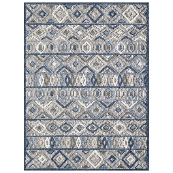 3" x 5" Gray Blue Aztec Pattern Indoor Outdoor Area Rug