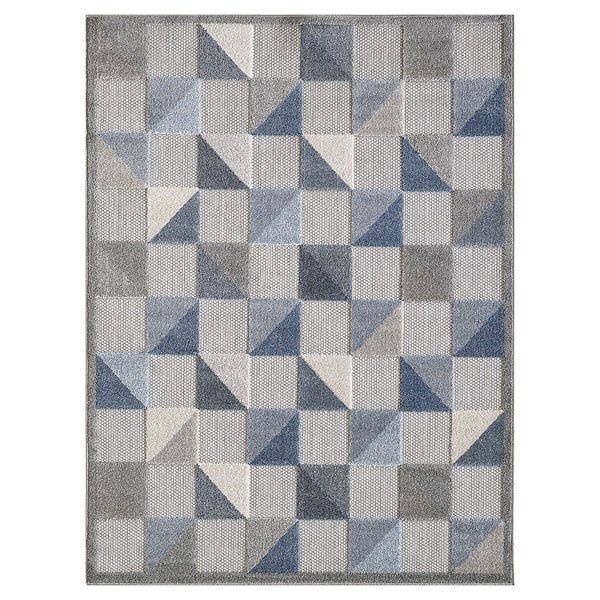 3" x 5" Blue Gray Triangle Indoor Outdoor Area Rug