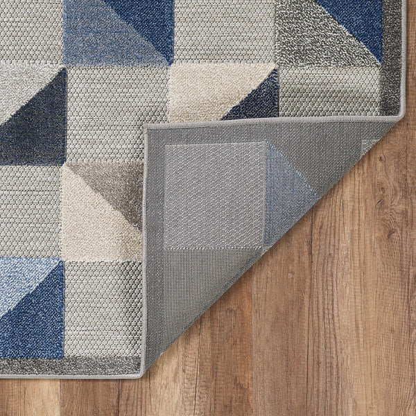 3" x 5" Blue Gray Triangle Indoor Outdoor Area Rug