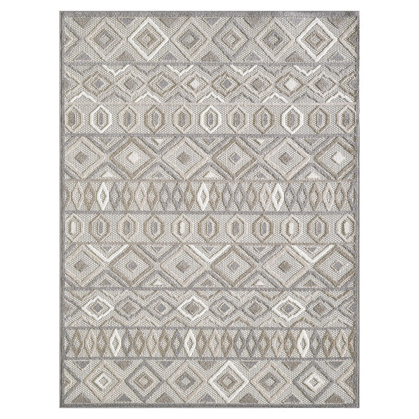 3" x 5" Gray Ivory Aztec Pattern Indoor Outdoor Area Rug