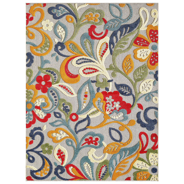 8" x 10" Multicolor Jacobean Floral Indoor Outdoor Area Rug