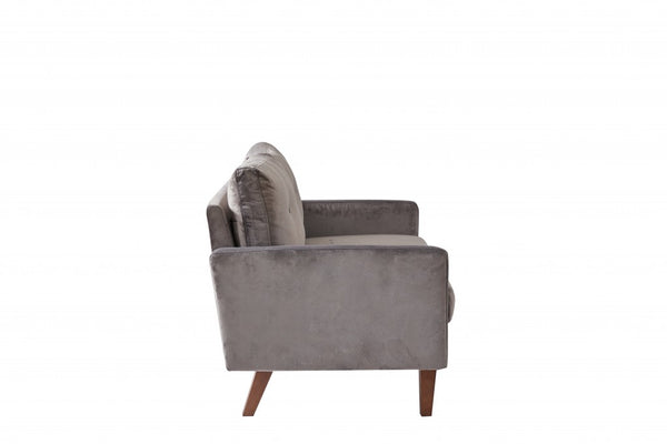 Trout Gray Velvet Modern Modular Loveseat