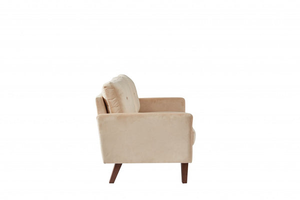 Beige Velvet Modern Modular Loveseat