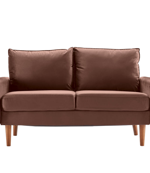 Rosewood Pink Velvet Modern Loveseat with Side Pockets