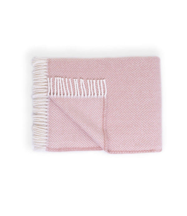 Pink and White Dreamy Soft Herringbone Throw Blanket