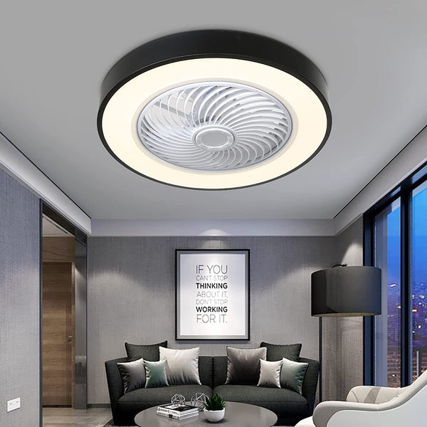 20" Mod Black and White Invisible Blade Ceiling Fan and Light