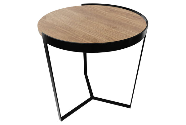 20” Contempo Brown and Black Round Wood Tri Leg End Table