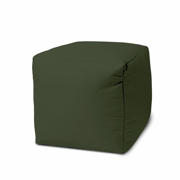 17  Cool Dark Khaki Green Solid Color Indoor Outdoor Pouf Cover