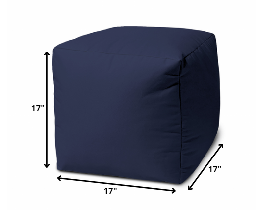 17  Cool Warm Indigo Blue Solid Color Indoor Outdoor Pouf Cover