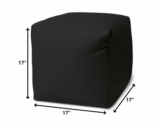 17  Cool Jet Black Solid Color Indoor Outdoor Pouf Cover