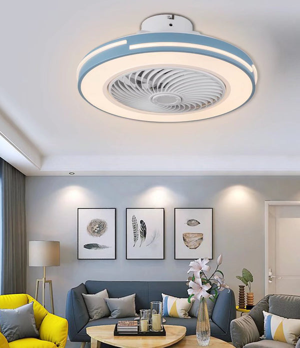 Blue Compact LED Fan and Light