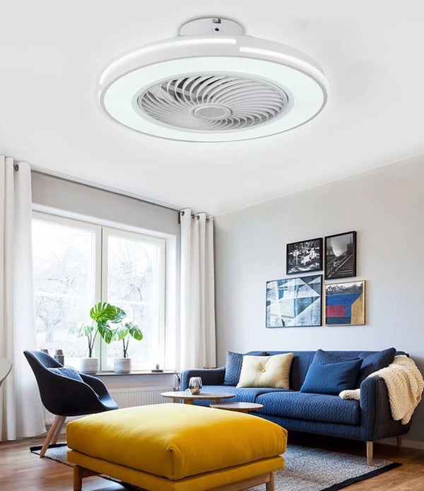 White Compact LED Fan and Light