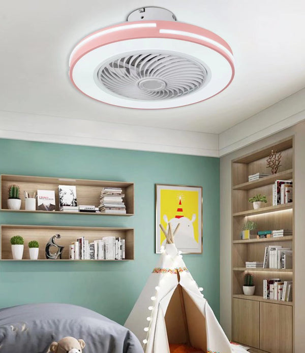 Compact Pink LED Ceiling Fan and Light