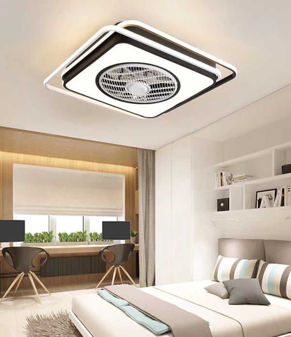 Modern White And Black Ceiling Lamp And Fan