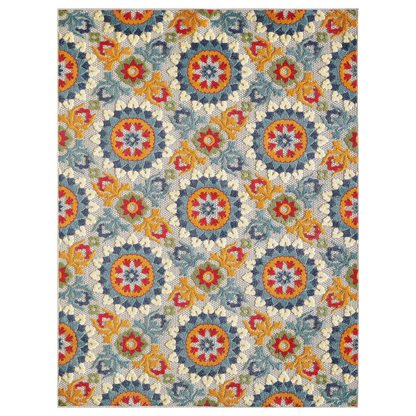 8" x 10" Orange Floral Lattice Indoor Outdoor Area Rug