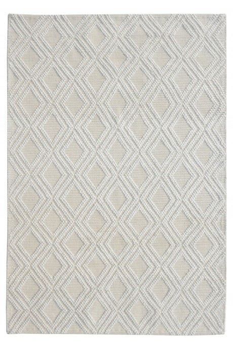 5" x 7" Ivory Diamond Lattice Modern Area Rug