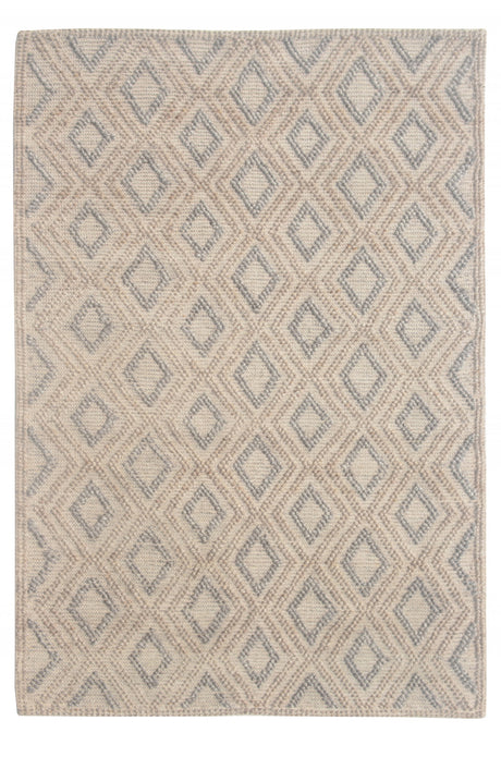 5" x 7" Tan Gray Diamond Lattice Modern Area Rug