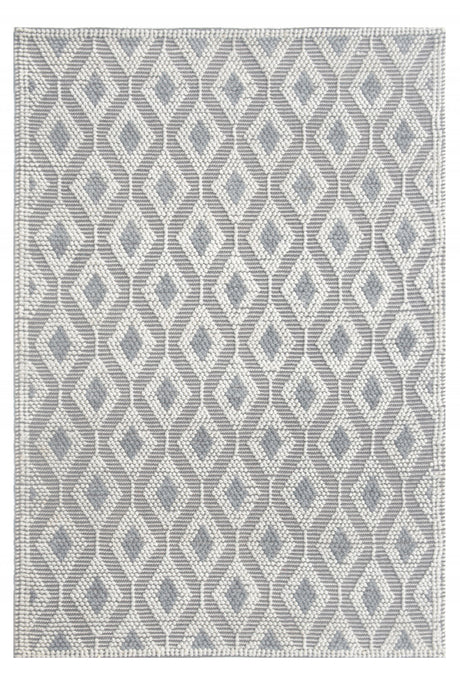 5" x 7" Ivory Gray Diamond Trellis Modern Area Rug