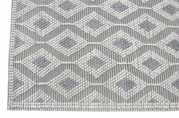 6" x 9" Ivory Gray Diamond Trellis Modern Area Rug