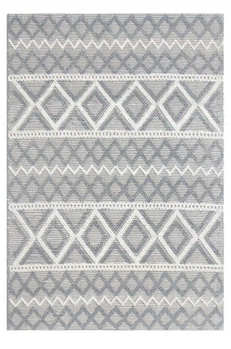 5" x 7" Gray Ivory Diamonds Boho Chic Area Rug