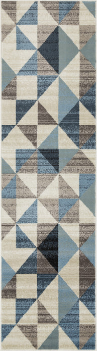 2" x 8" Blue Beige Nested Diamonds Modern Runner Rug