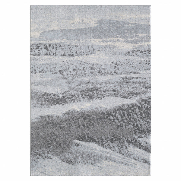 3" x 5" Blue Gray Abstract Mist Modern Area Rug