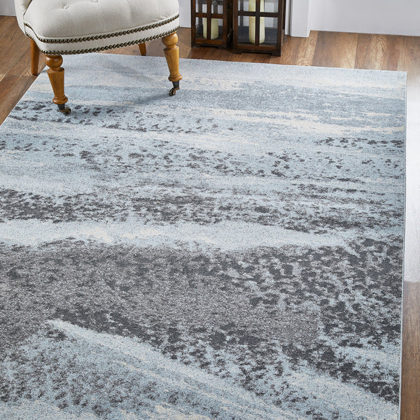 10" x 13" Blue Gray Abstract Mist Modern Area Rug