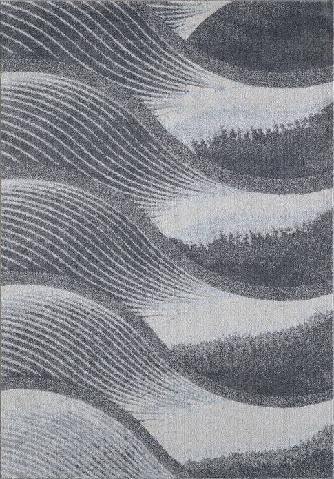 3" x 5" Gray Blue Abstract Waves Modern Area Rug