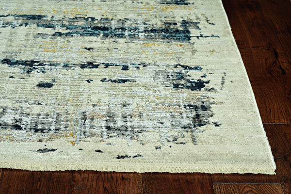 2" x 8" Blue White Distressed Traditional Runner Rug