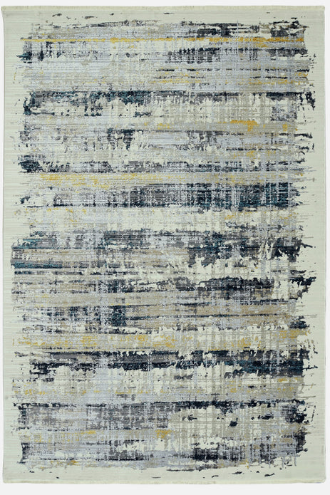 4" x 6" Blue White Distressed Traditional Area Rug