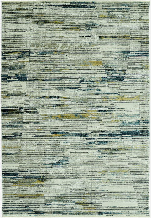 4" x 6" Blue Ivory Abstract Striped Area Rug