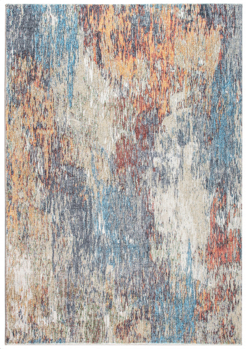 5" x 8" Blue Red Abstract Painting Modern Area Rug