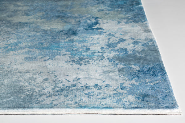 2" x 7" Blue White Abstract Sky Runner Rug