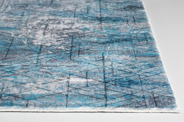 5" x 8" Blue Gray Abstract Cuboid Modern Area Rug