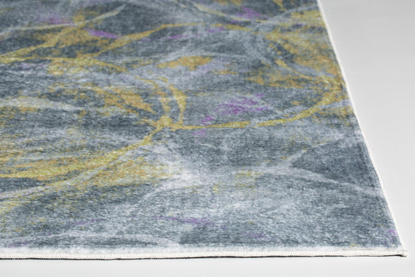 6" x 9" Gray Gold Abstract Rings Area Rug