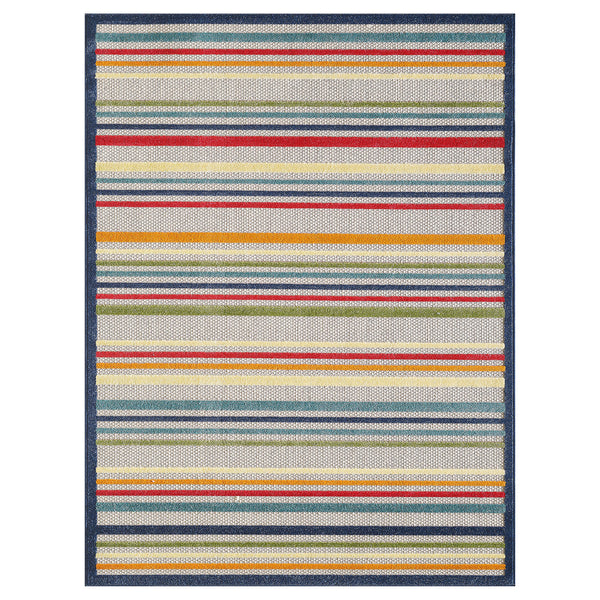 3" x 5" Navy Colorful Striped Indoor Outdoor Area Rug