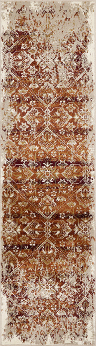 2" x 8" Rust Ivory Distressed Diamonds Runner Rug