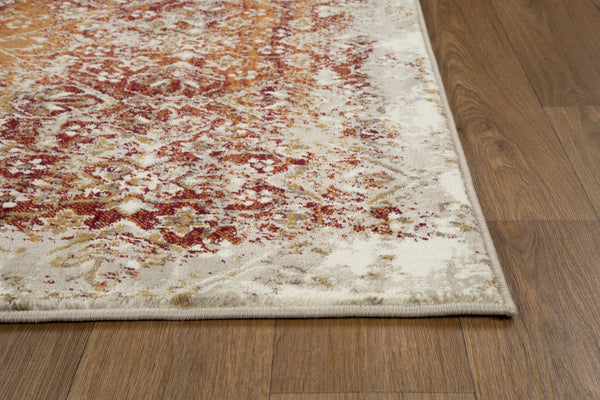 3" x 5" Rust Ivory Distressed Diamonds Area Rug