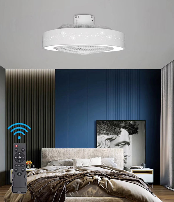 Compact Ceiling Fan and Light With Star Detailing