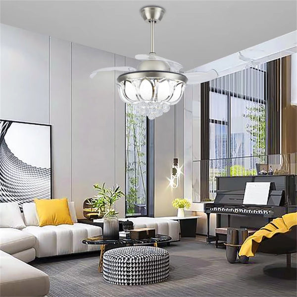 Stylish Crystal Chandelier Invisible Blade Ceiling Fan