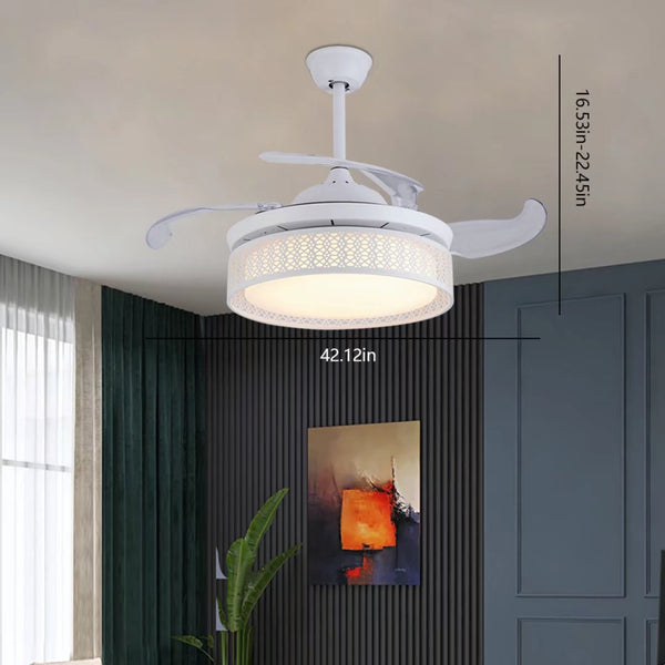 Classy White Ceiling LED Lamp And Fan