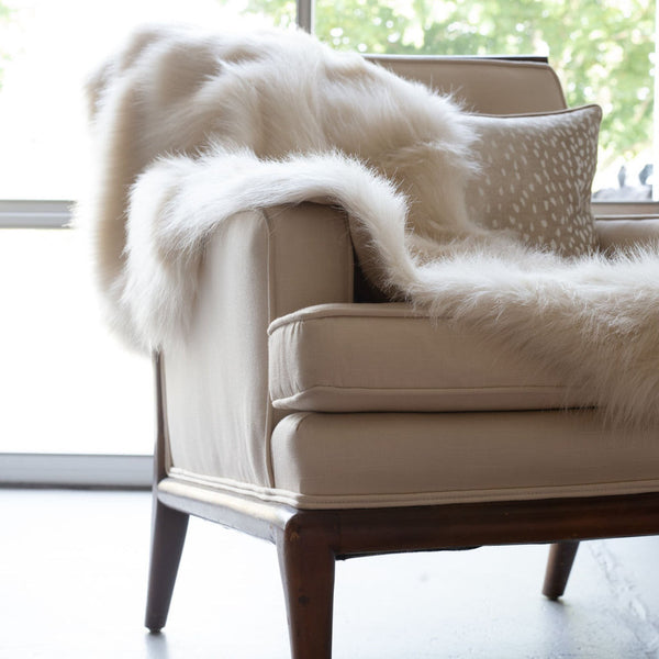 24" x 48" Royal White Long Hair Faux Fur Throw